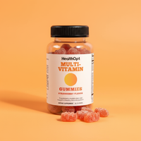 Professional supplement photo with lighter vibrant orange studio background